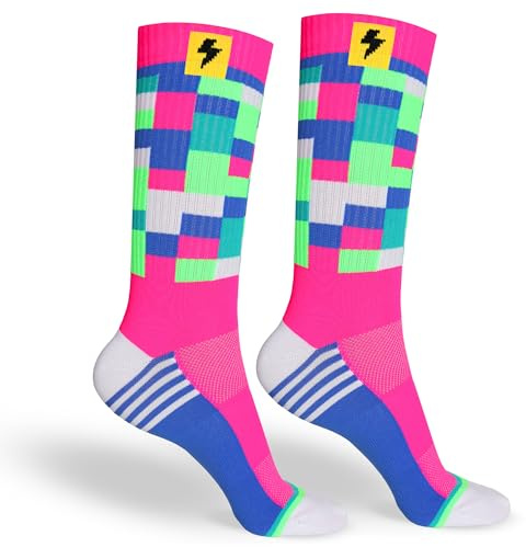 in s(h)ock Barcelona Calcetines de Deporte para Hombre y Mujer - Calcetines Largos sin Costuras - Ideales para Ciclismo, Running, Pádel, Baloncesto y Entrenamientos Diarios