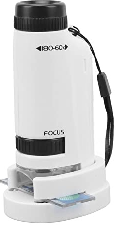 RASTKY Mini Microscopio Portatile Piccolo e Portatile con Sorgente Luminosa a LED, Microscopio Tascabile Compatto 60X-120X per Bambini, Materiale ABS