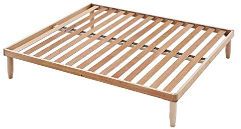 Evergreenweb - Rete Matrimoniale Fissa 160x200 alta 35 cm a Doghe in Legno Naturale ORTOPEDICA Base Letto o Materasso Struttura Rinforzata Traverso Centrale 5 Gambe Smontabili Base da Incasso, OFFERTA
