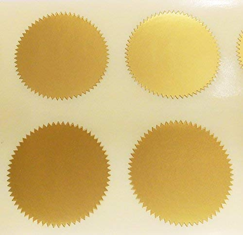 Audioprint Ltd. Pack of 200-41mm Starburst Notary/Legal/Certificate Seals - Colour Code Stickers/Sticky Labels - Choose Your Colour/s (Matt Gold)