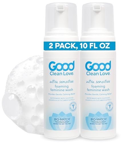 Good Clean Love Ultra Sensitive Foaming pH-Balanced Feminine Wash, Gentle Vaginal Cleanser for Women with Natural Ingredients, Water-Based, Soothing Intimate Feminine Care, 5 Oz (2-Pack)