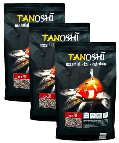 Tanoshi Koifutter - Color Plus 15 kg 6mm | Schwimmendes Allein-Koifutter für Beste Farbentwicklung mit Spirulina…