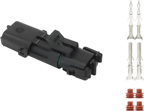 HISports 2 Pin Way Waterproof Electrical Wire Connector Plug Socket Ignition Plug Connectors 18-14AWG Wire Harness Spark Plug Connector Terminals Plug for Motorcycle Scooter Auto Truck Marine (1 Set)