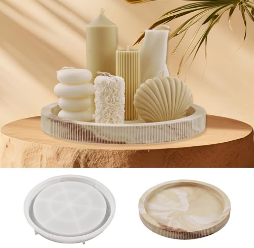 Silikonformen Tablett mit Rillen, Silikon-Gießform Untersetzer Oval, Gießformen in Rillen, zum Ausgießen mit Kreativbeton, Kunstharz, Gießharz, Gießpulver