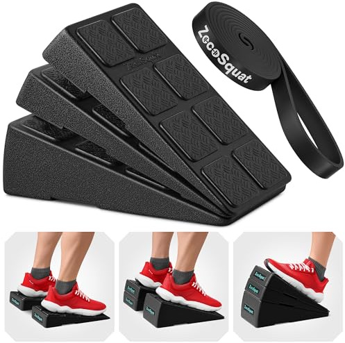 Juego de 3 Cuñas para Sentadillas – Bloques de Cuña con Capacidad de 236 kg – Tabla Inclinada para Estiramiento de Pantorrillas – Plataforma Inclinada para Gemelos – Bloques de Yoga