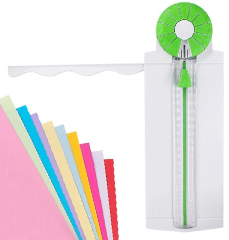 Sonhomay Cortador de papel de 12 pulgadas, cortador de bordes decorativos, herramienta de corte zigzag, guillotina deslizante para papel fotográfico y álbumes