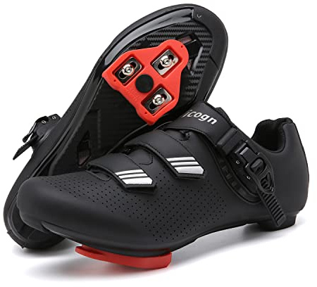 Vicogn Indoor Cycling Shoes for Men Women Compatible with Peloton Bike Pre-Installed with Look Delta Cleats Outdoor Road Biking (Silver,US 13) 48