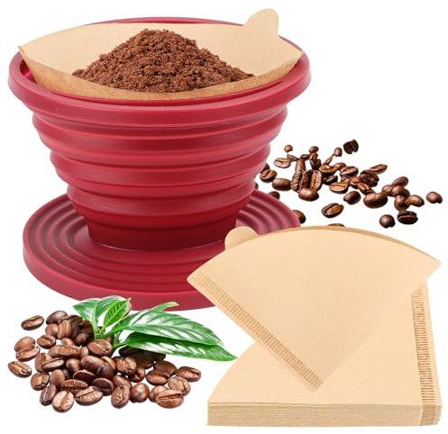 Filtre à Café Pliable en Silicone - Compte-gouttes Portable avec 40 Cônes Réutilisables pour Camping et Voyage