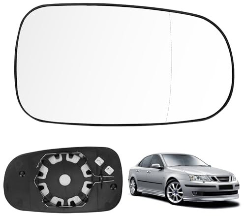 Vetro dello Specchio Sostituzione per Saab 93/95 2003-2010, Specchietto Retrovisore Esterno Iperbolico Riscaldato Vetro dello Specchietto Sferico Sinistro o Destro (Giusto)