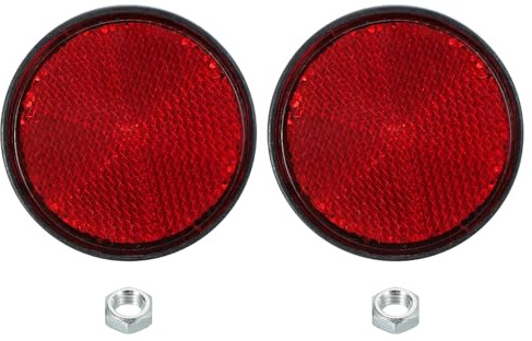 PATIKIL Round Rear Reflectors, 2 Pcs Safety Reflective Warning Reflector Plastic Universal Motorcycle Reflector with M6 Screw Mount for Car Motorcycle Trailer Bike Bicycles Dirt, Red