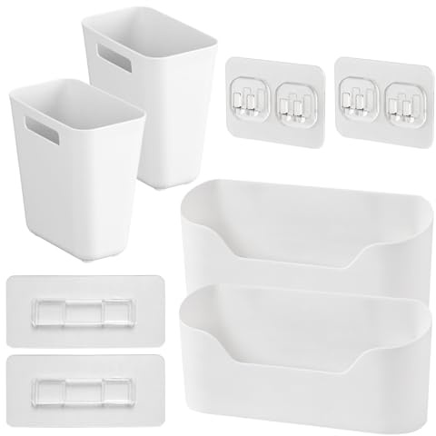 Disnace 4 Piezas Caja de Almacenamiento Montada en Pared, Organizadores de Cesta, Almacenamiento de Artículos Pequeños, Organizador Autoadhesivo para Cocina, Baño y Armario (Blanco)