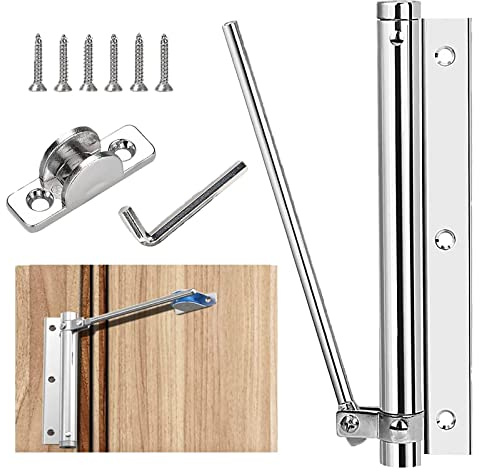Cierrapuertas Hidráulico con Retenedor Automático de Aluminio, Puerta Silenciosa, Diseño Moderno, Fácil Instalación, Ideal para Puertas de Madera y Aluminio