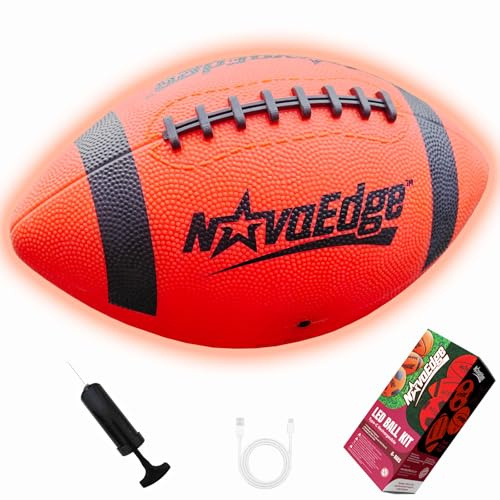 NovaEdge Glow in The Dark Football | LED Light Up Ball for Kids & Adults | Junior Size 6 | USB-C Rechargeable | Gift for Boys Girls Ages 6+ | Outdoor Night Games, Beach, Camping Fun