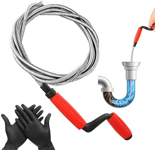 Desatascador Tuberias Profesional 2,4 M X 6 Mm,Desatascador Fregadero Desatascador WC,Cable Desatascador TuberíAs Para Fregaderos de Cocina Y DesagüEs de Inodoros Obstruidos