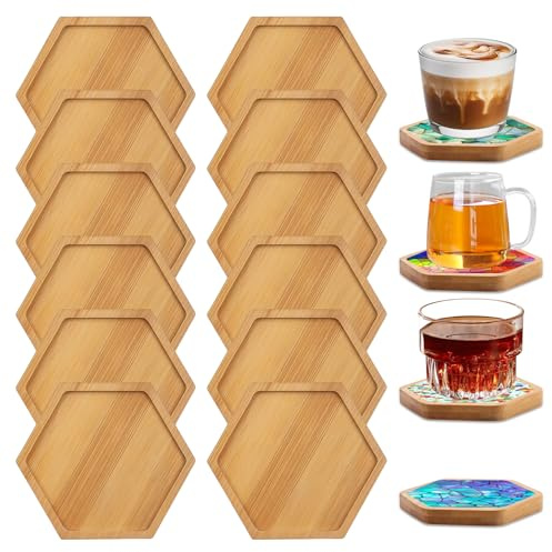 12 stycken 10 cm underlägg trä träunderlägg bambu underlägg mosaik underlägg pysselset liten träbricka för gör-det-själv pyssel mosaiktillbehör drycker kaffe