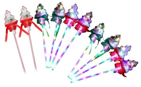 Oxxggkao Varita mágica intermitente LED juguete para niños fiesta de cumpleaños accesorios luminosos varita de árbol de Navidad Raveral Handheld Props 10pcs LED Varita mágica