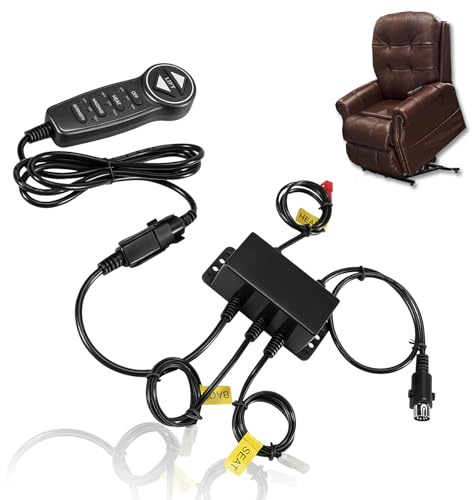 loosoo MLSK55 6 Button 8 Pin Prong Lift Chair Remote Controller Hand Control Handset w/Junction Box & USB Heat and Massage Fit for Catnapper Mulin Okin Dewert Limoss Kaidi, Replace MLSK55-A1/A4