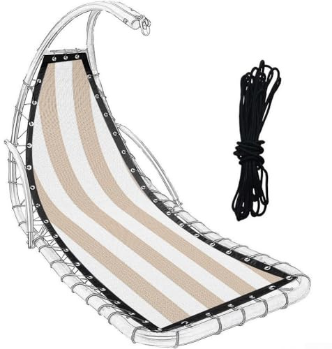 Hängande gungstol ersättningsduk, randig design med Teslin-tyg 64 x 197 x 23 cm, för uteplats, trädgård, utomhusbruk (gulrandig)