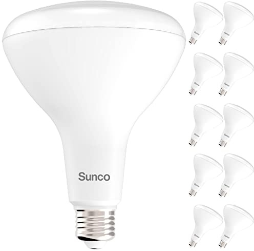 Sunco 10 Pack BR40 LED Light Bulbs, Indoor Flood Lights, Recessed Can Light Bulb, 1400 LM, 17W (100W Equivalent), 5000K Daylight, Dimmable, E26 Base, for Home, Bedroom, Kitchen UL.