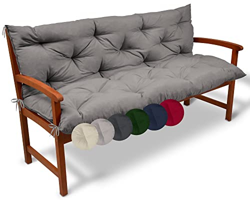Beautissu Soffdyna Flair BR Bekväm Sittdyna 180 x 50 x 50 cm för Bänkar med 3 Sittplatser & Ryggstöd Ljus