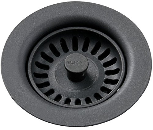 Elkay LKQS35CH Polymer Drain Fitting with Removable Basket Strainer and Rubber Stopper, Charcoal