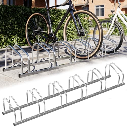 BAKAJI Rack pour vélo de sol ou mur, support de stationnement extérieur pour vélo en acier, porte-vélo avec matériel de montage inclus (6 places)