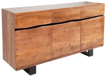 invicta INTERIOR Massives Sideboard Mammut 160cm Akazie Kufenbeine aus Metall Baumkante Kommode Massivholz Anrichte Akazienholz