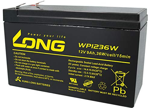 Kung Long Blei Akku 12V 9Ah WP1236W hochstrom Bleigel AGM, kompatibel MP1236H, NPW45-12, HR1234WF2, UP-RW1245P1