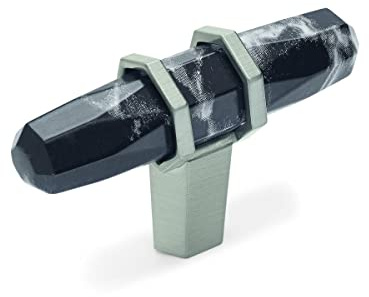 Amerock | Cabinet Knob | Marble Black/Satin Nickel | 2-1/2 inch (64 mm) Length | Carrione | 1 Pack | Drawer Knob | Cabinet Hardware