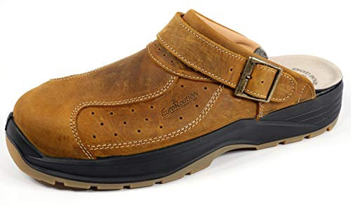 EuroRoutier Premium Leather Tucson Braun Clogs, SB+A+E+FO+SRC-zertifizierte, Sicherheitsclogs (46)