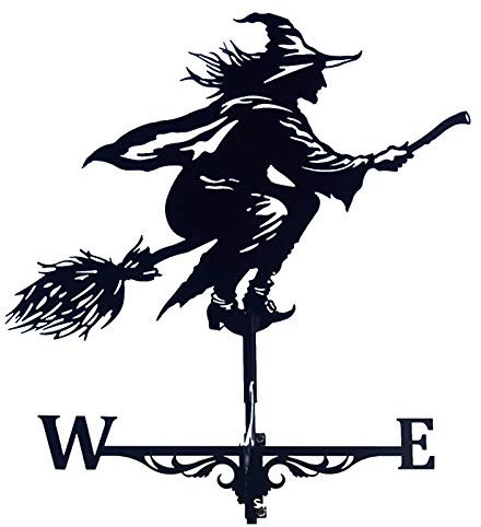 Fulltime E-Gadget Veleta de Bruja Malvada - Indicador de Dirección del Viento de Metal para Exteriores, Decoración de Jardín y Patio, 75 cm