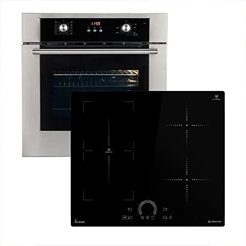 Cuisinière: 60cm Four encastrable BO8810SS + 60cm Plaque Induction IH85901FZ | Air chaud | Tiroirs télescopiques | Timer automatique | Double Vitrage d'isolation thermique | SET8810IH592FZ
