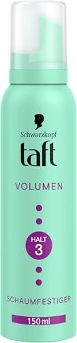 Schwarzkopf Taft Schaumfestiger Volumen (150ml), Haltegrad 3, Haarschaum für alle Haartypen, volumengebendes Mousse, verhindert Föhnschäden, ohne zu verkleben, vegane Formel*