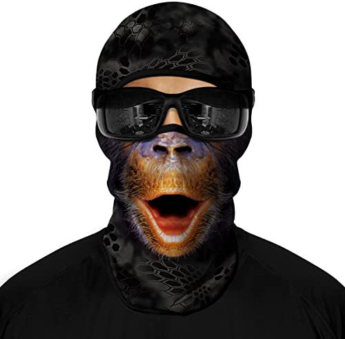 ShopINess Unisex Winter-Sturmhaube für Erwachsene mit 3D-Druck – Lustige Skimaske für kalte Tage – Ideal für Ski, Snowboard, Motorrad & Outdoor – Winddicht & warm – One Size (Monkey)