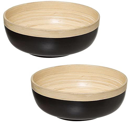 2X ENSALADERA DE BAMBÚ COLOR NEGRO 20CM + 30CM