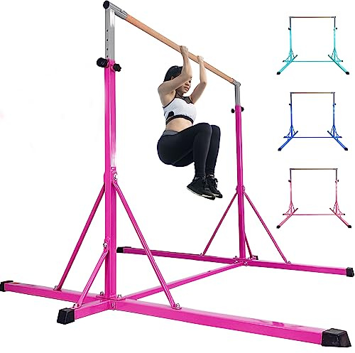 FC FUNCHEER Barra de gimnasia, barras horizontales de 5 pies/6 pies, barra de gimnasia ajustable para niños de 5 a 20 años, 35.4 a 59 pulgadas/45 a 71 pulgadas, límite de peso de 500 libras, equipo de