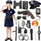 Geplaimir Polizei Kostüm Mädchen 12pcs Polizei Ausrüstung Polizeikelle Polizeisignal Gürtel Handschellen Polizei Spielzeug set für Kinder Mädchen Halloween Karneval Geburtstag Polizeikostüm G038M