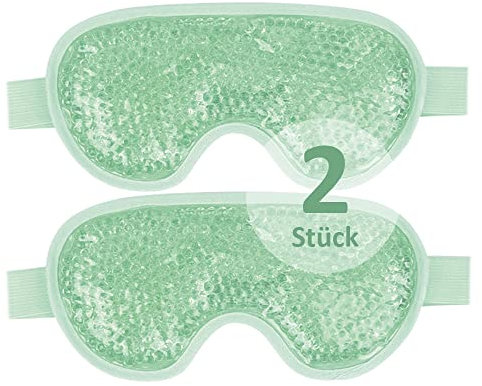 NEWGO Antifaz refrescante para ojos reutilizables con perlas de gel para terapia de frío caliente, ojos hinchados y cansados, ojeras, migrañas, dolor sinusal (verde)