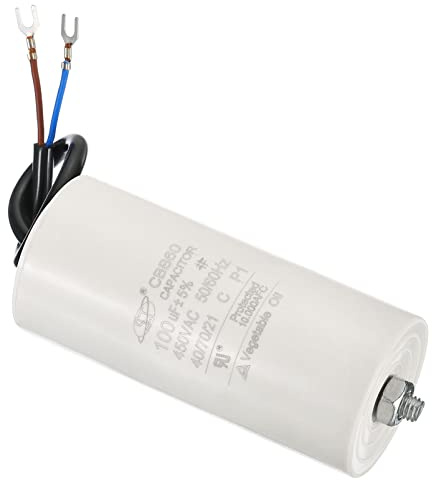 PATIKIL CBB60 100uF kondensorfunktion, AC 450 V 2 trådar 50/60 Hz nedre cylinder med skruv 115 x 50 mm för maskintvätt, vatten, motorpump stjärna