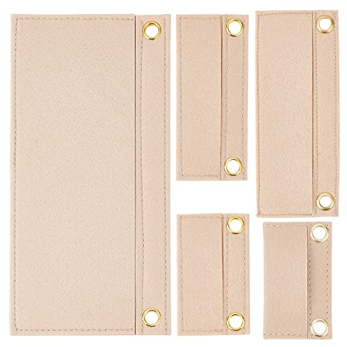CREATCABIN 5 Pz Borsa Beige Abbronzatura Inserto in Feltro Organizzatore 5 Taglie Organizzatore Borsa Lana Occhiello Borsa Classica Tasca Interna Portaoggetti Borsa Multiuso per Busta Borsa Viaggio