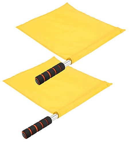 KIMISS Linienrichter-Flagge, Wettbewerb, Linienrichter-Flagge, Edelstahl, Stoffschwamm, 2 Stück, Schiedsrichter-Offizielle Flaggen, Edelstahl-Stange, Sport, Wettbewerb, (Gelb)