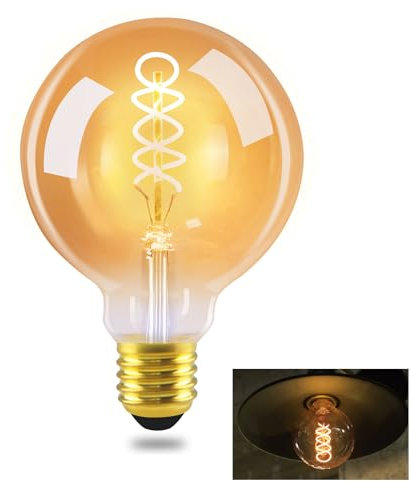 GBLY 1er pack LED Lampe E27 Glühbirne: G95 Vintage Warmweiss Leuchtmittel 4W 2200K Edison Glühlampe Retro Filament Birnen Bulb Energiesparlampe für Haus Café Bar nicht Dimmbar