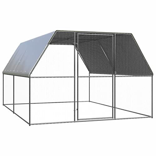 Gaseeto Outdoor Hühnerstall XXL 3x4x2 m Outdoor-Hühnerkäfig Geflügelstall Hühnerhaus Vogelkäfig Hühnergehege Kaninchenkäfig Freilaufgehege,Hühnervoliere Hühnergehege Kleintierstall Verzinkter Stahl