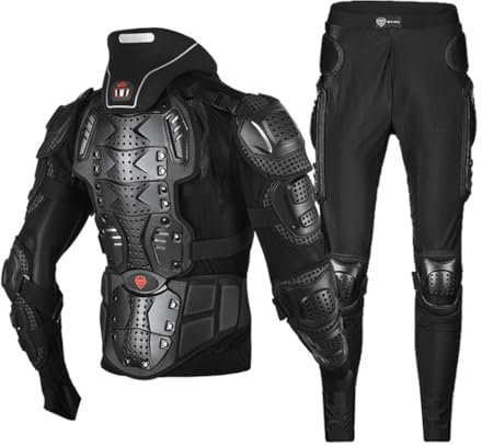Baymate Unisexe Veste Moto Équipement De Protection De Course Veste avec Protection Dorsale GenouillèRe Respirante Gilet de Moto (Set 2-Noir,M)