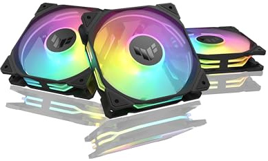 ASUS TUF Gaming TR120 ARGB Reverse Triple Pack Black Edition 120mm Fans (28mm Frame, Static Pressure at 2.75mm H2O, 76.3CFM Airflow, Dual Layer LED Matrix, Aura Sync)