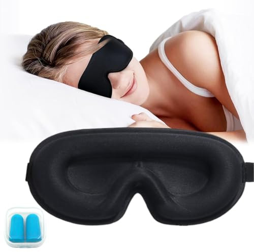EIYVPRA Mascherina Occhi per Dormire Migliorata per Donna Uomo, Mascherina per gli Occhi Progettata per Bloccare la Luce al 100%. Maschera per il Sonno, Pisolino, Meditazione, Viaggi