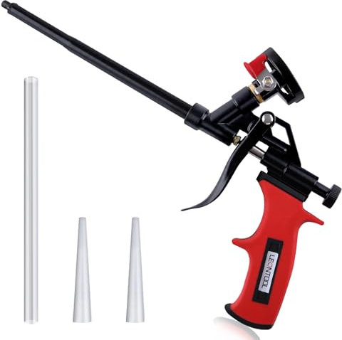 LEONTOOL Spray Foam Gun (1 Foam Gun 1 Extenders 2 Nozzles) Teflon-Coated Expanding Foam Gun, Foam Dispensing Gun, Professional Insulation Spray Application Applicator for Caulking, Filling, Sealing