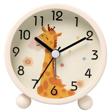 Yootiko Kinderwecker für Schulanfänger，Wecker Kinder Einschulung Mädchen Jungen， Milchweiß Giraffe Wecker Timer Analog Ohne Ticken，Lernuhr Alarm Clock Kinder Geschenke Geburtstag Weihnachten
