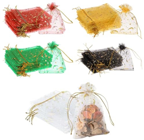 SGERUFZ 50 Stück Organzasäckchen Kleine Organzabeutel Taschen mit Kordelzug Geschenkbeutel Schmuckbeutel Organza Säckchen für Hochzeit Geburtstag Party Schmuck (9 x 12 cm) (Bunt)