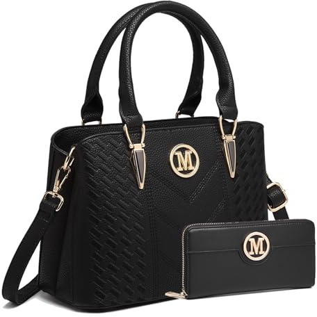 Miss Lulu Borsa Mano Donna Elegante, Borse Università Tracolla Regolabile, PU Pelle Impermeabile, Molte Tasche Scomparti, Tote Bag Borsetta Grande Lavoro